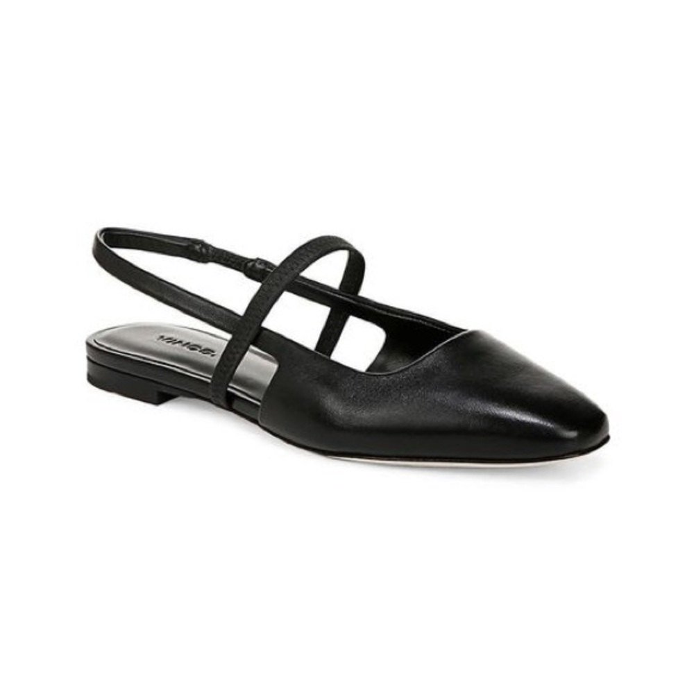 Vince Black Bernice Leather Slingback Flats